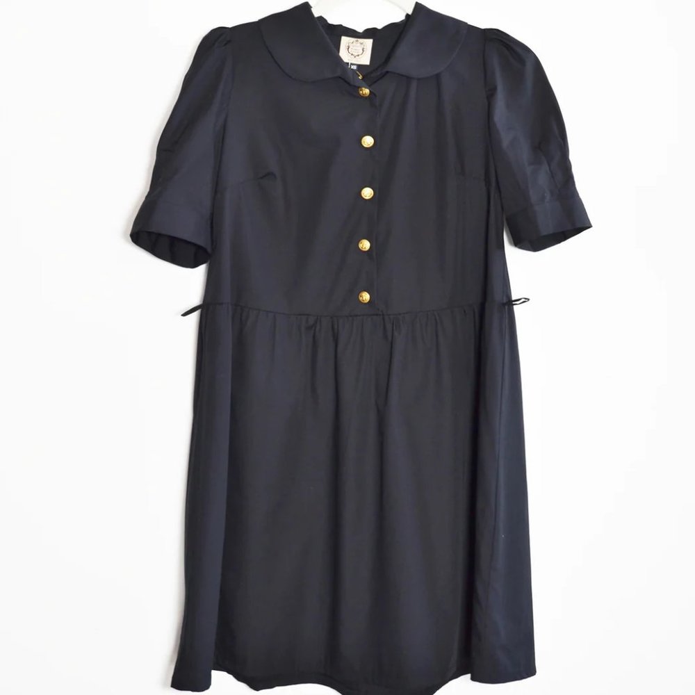 Family Affairs Midnight Voyage Peter Pan Collar Dress in Black Size Small NWOT